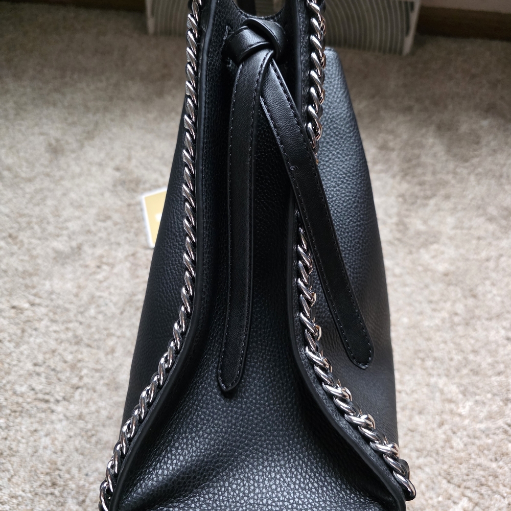 Michael Kors Black Leather Chain Tote And Wallet - Picture 3 of 10